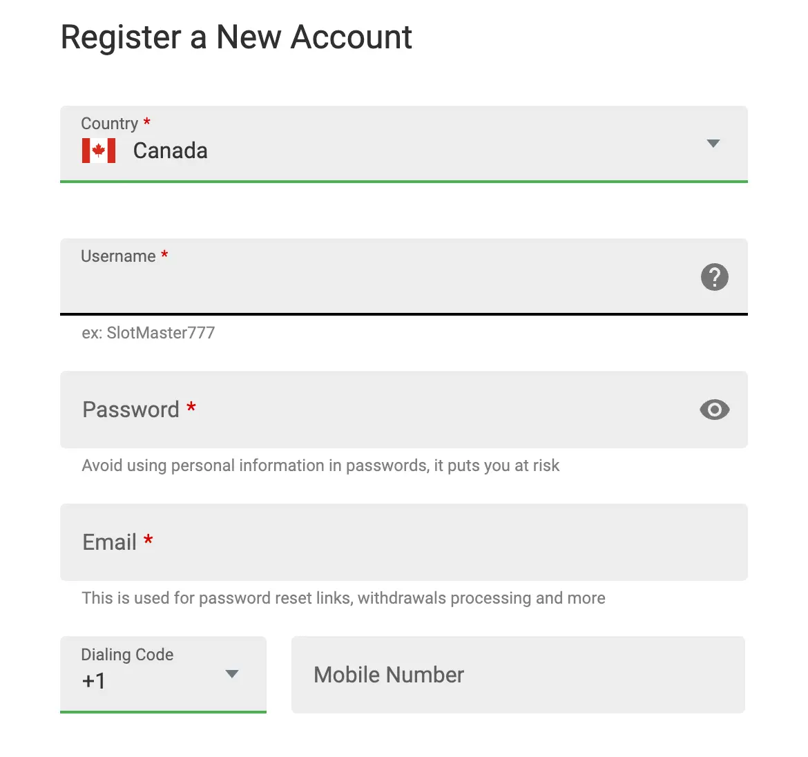 All Slots Register
